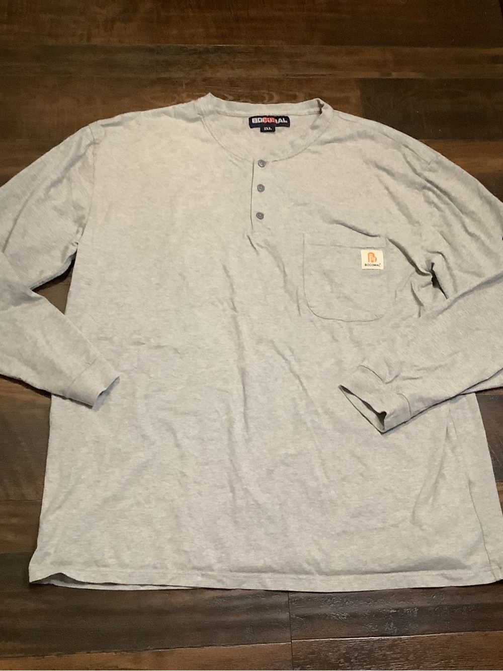 Bocomal FR Light Gray Long-Sleeve Henley‎ with Pocket